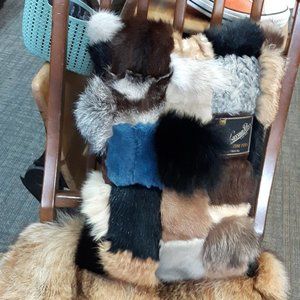 Handmade Genuine Vintage Real Fur Patchwork Pillow